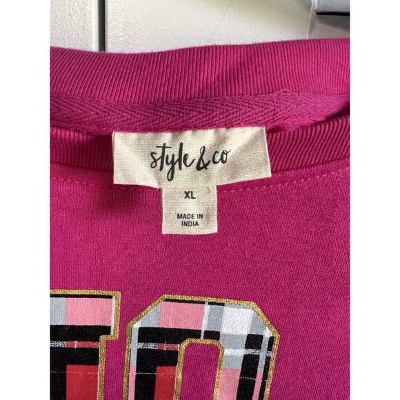 Style and Co Womens XL Pink Holiday Sweatshirt Ho Ho Ho Print Christmas NWT - Picture 6 of 7
